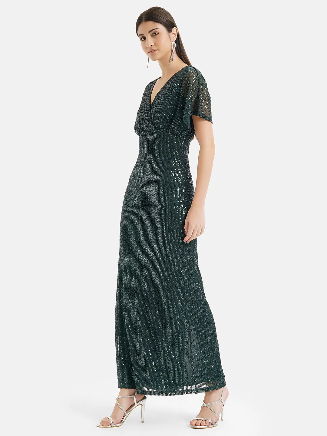 V-neck Maxi Dress with Sequins