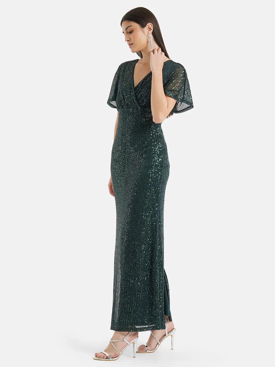 V-neck Maxi Dress with Sequins