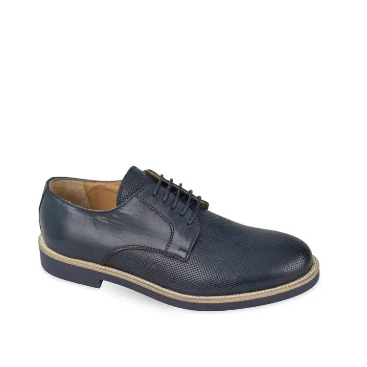 Valleverde 28922 Men's Blue Genuine Leather Derby Lace-up Shoes