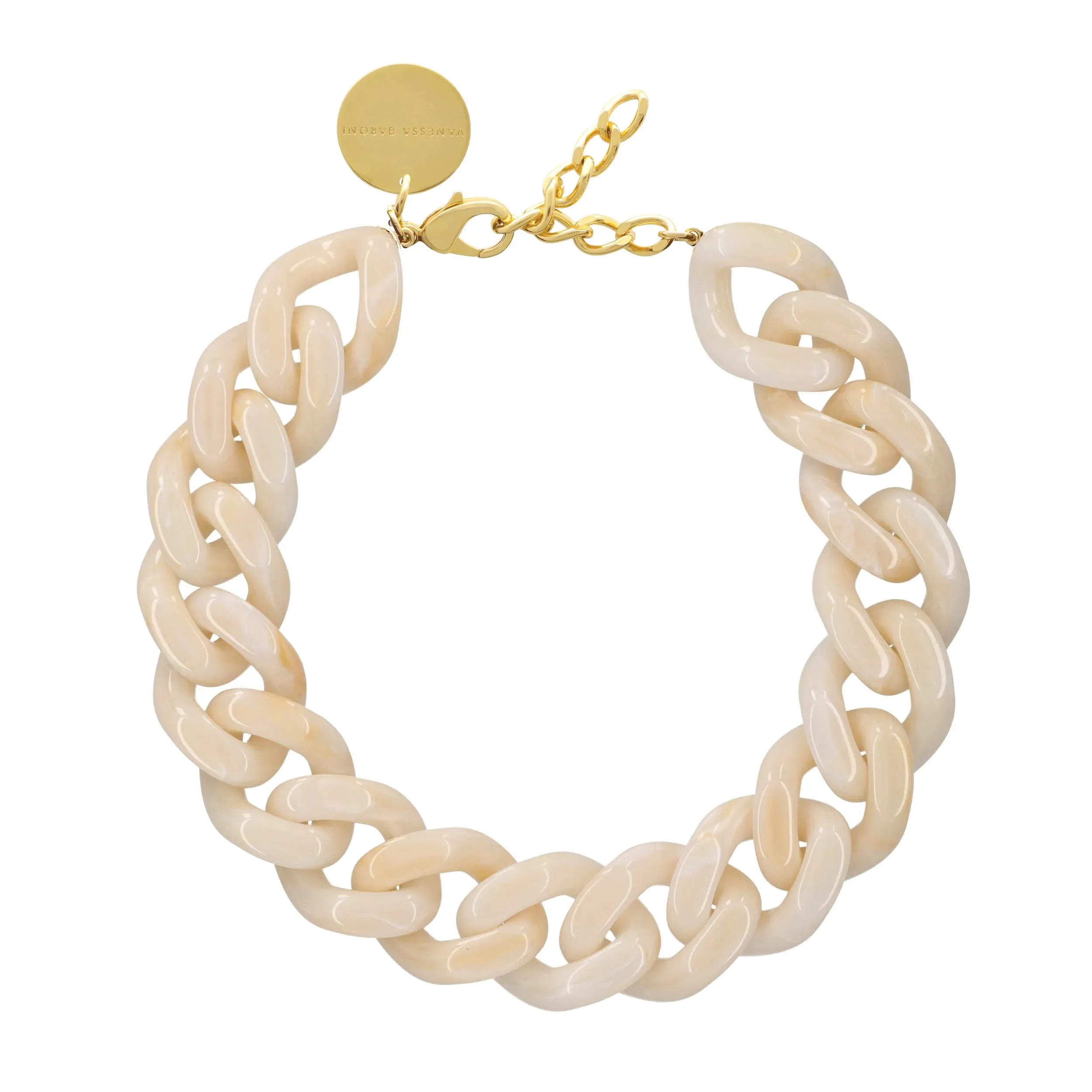 Big Pearl Marble Flat Chain Necklace