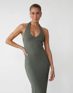 Khaki Maxi Dress Veena