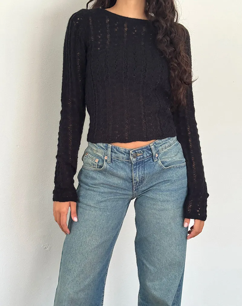 Venia Black Knit Long Sleeve Top.