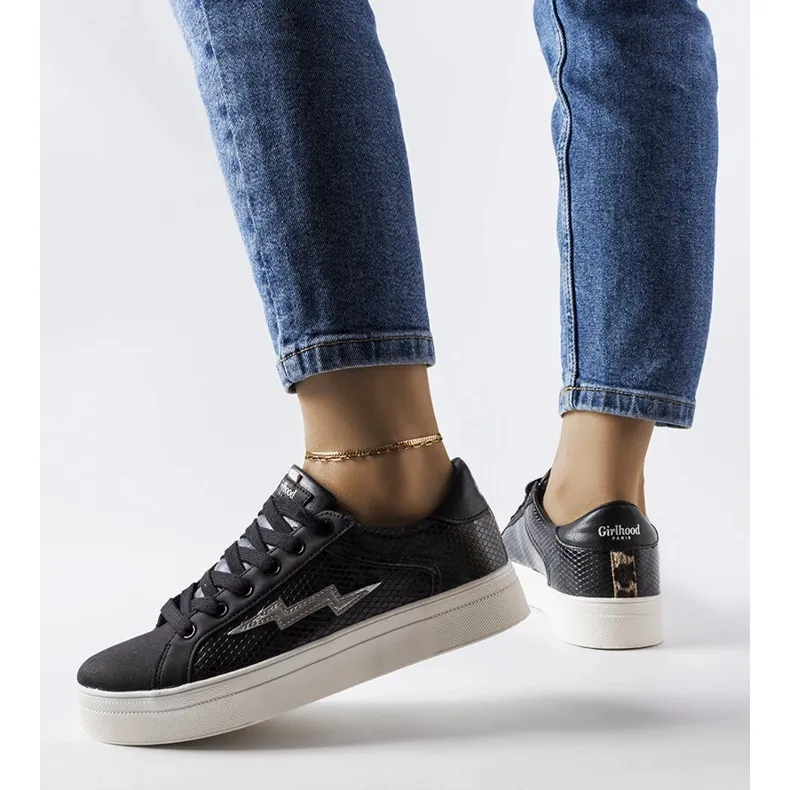 Vernadeau black snakeskin imitation sneakers