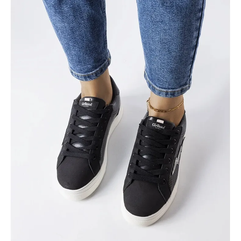 Vernadeau black snakeskin imitation sneakers