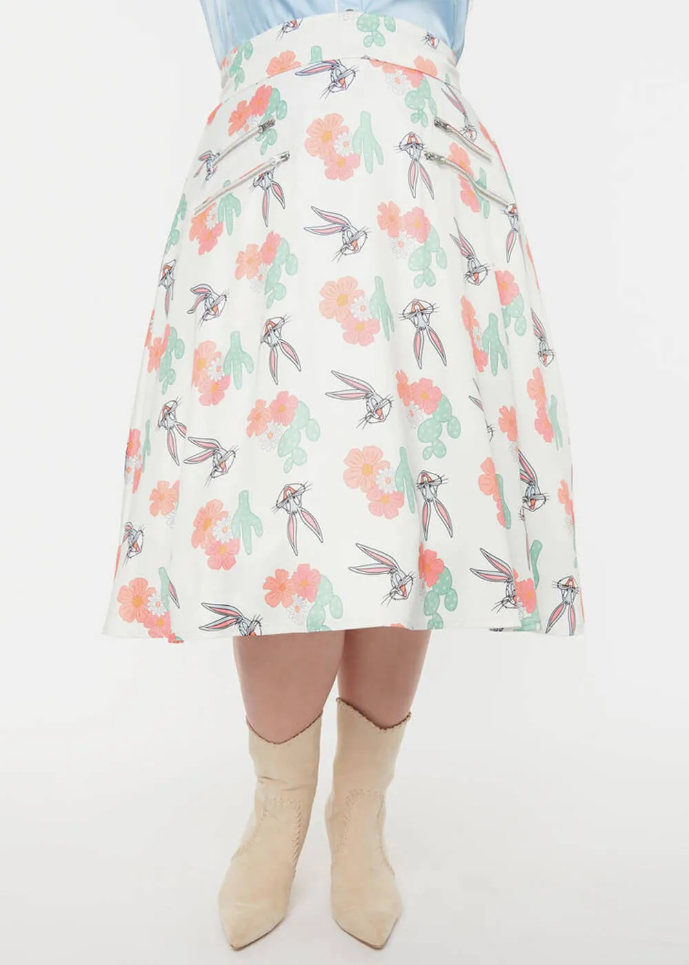 Vintage Bugs Bunny Cactus Swing Skirt - Looney Tunes Collaboration