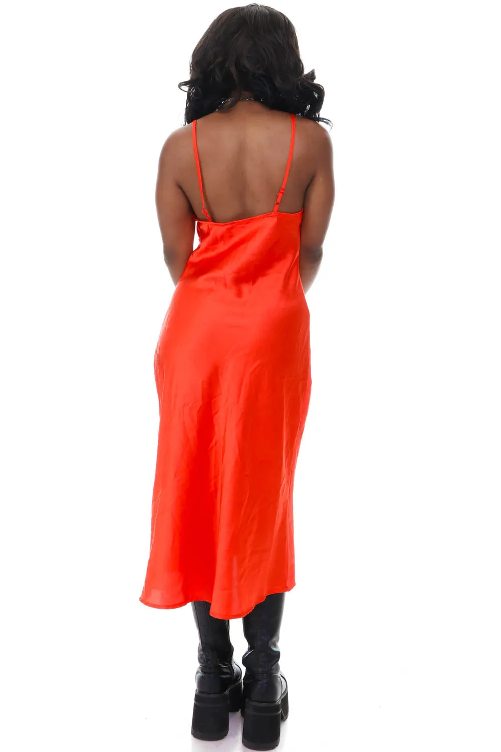 Vintage Y2K Orange Slip Maxi Dress - S