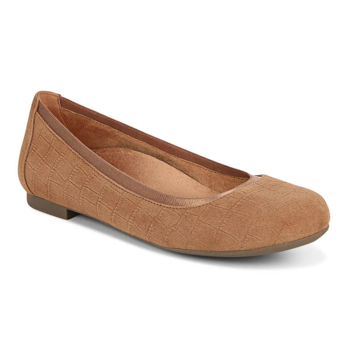 Vionic Anita Flat Tan Croc Suede