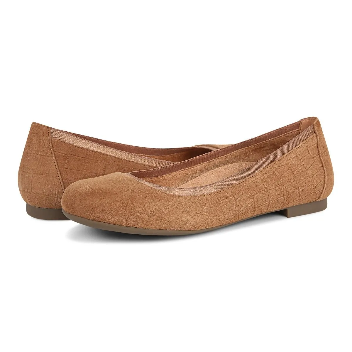 Vionic Anita Flat Tan Croc Suede