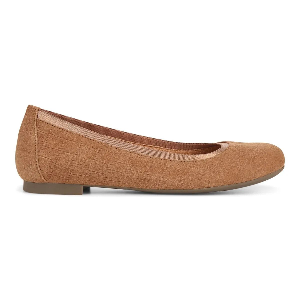 Vionic Anita Flat Tan Croc Suede