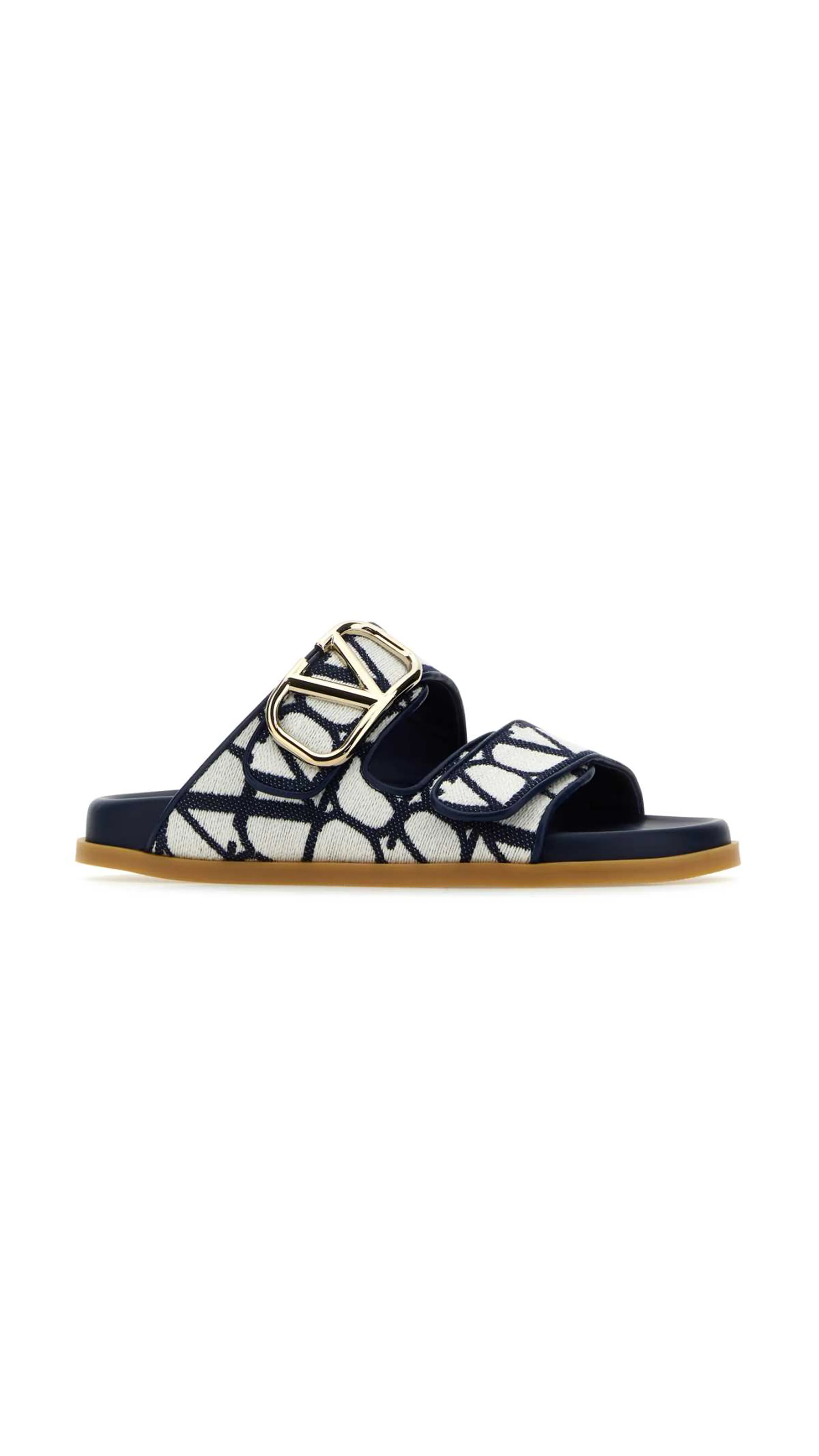 Blue/White Toile Iconographe Vlogo Signature Slide Sandals