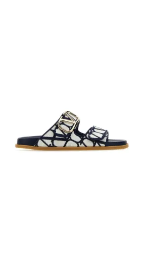 Blue/White Toile Iconographe Vlogo Signature Slide Sandals