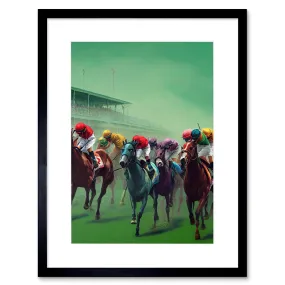 Wall Art & Pictures | Wall Art Print Kentucky Derby Horse Racing Jockeys Modern Oil Painting Artwork Framed 9X7 Inch | Arter