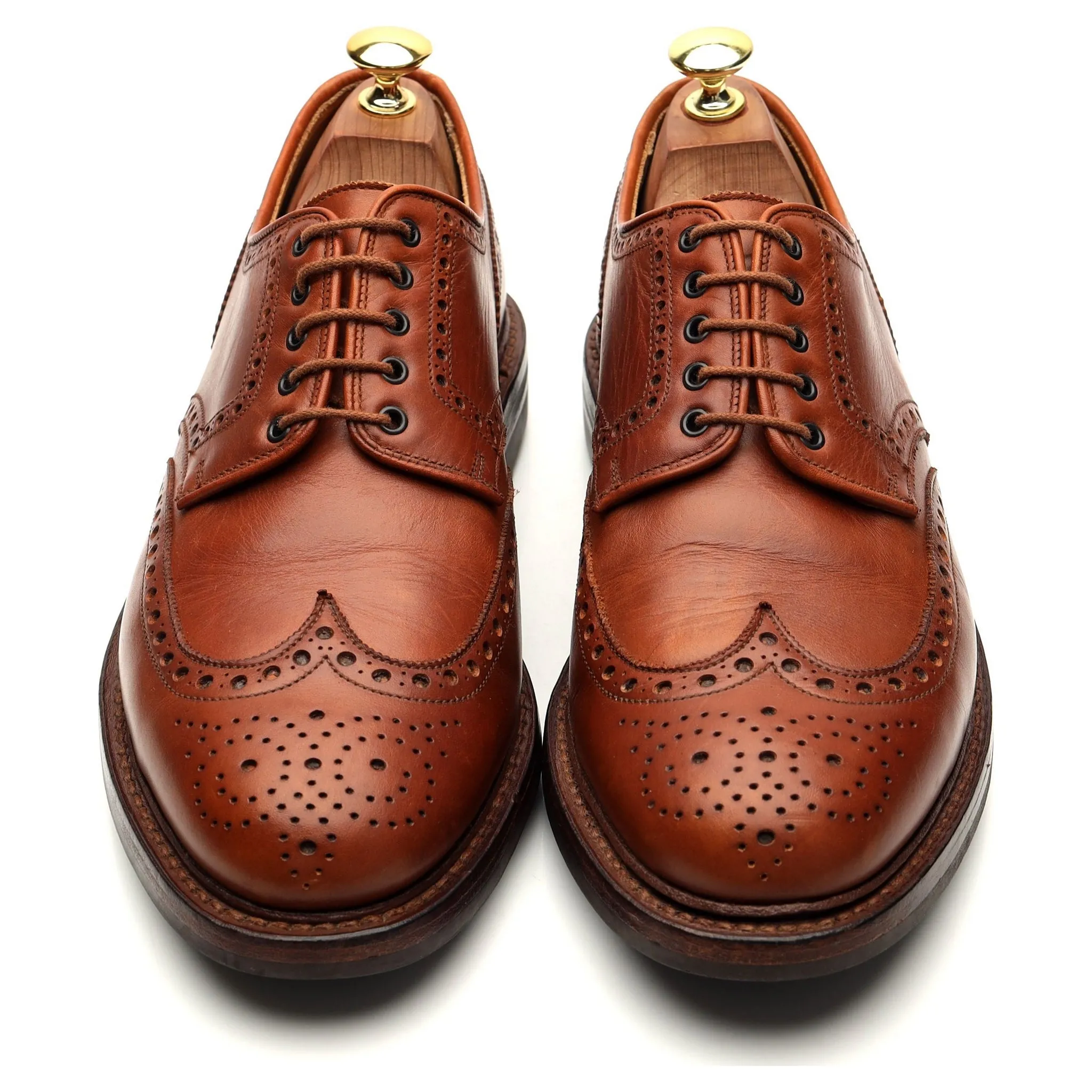 'Warwick' Tan Brown Leather Derby Brogues UK 7.5 F