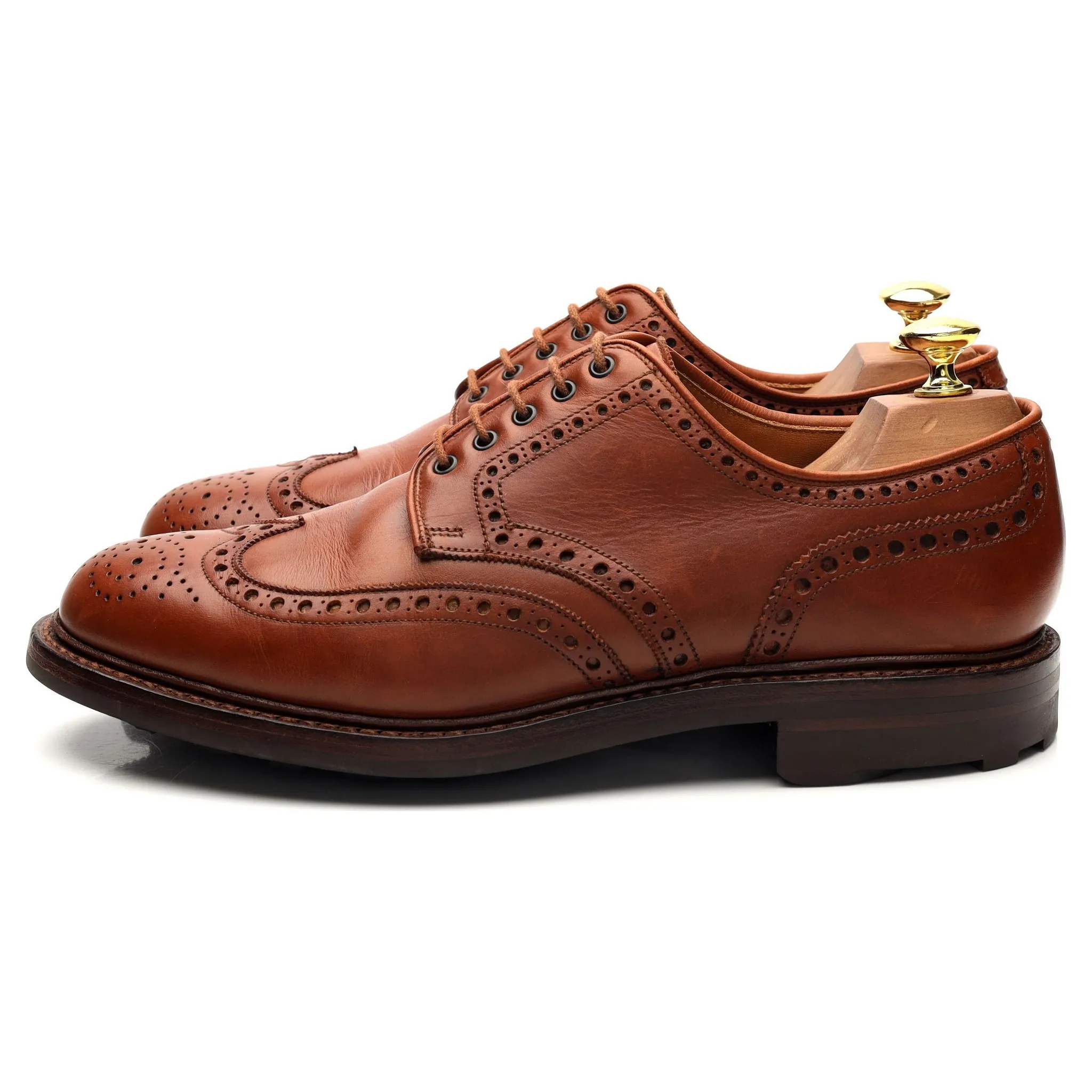 'Warwick' Tan Brown Leather Derby Brogues UK 7.5 F