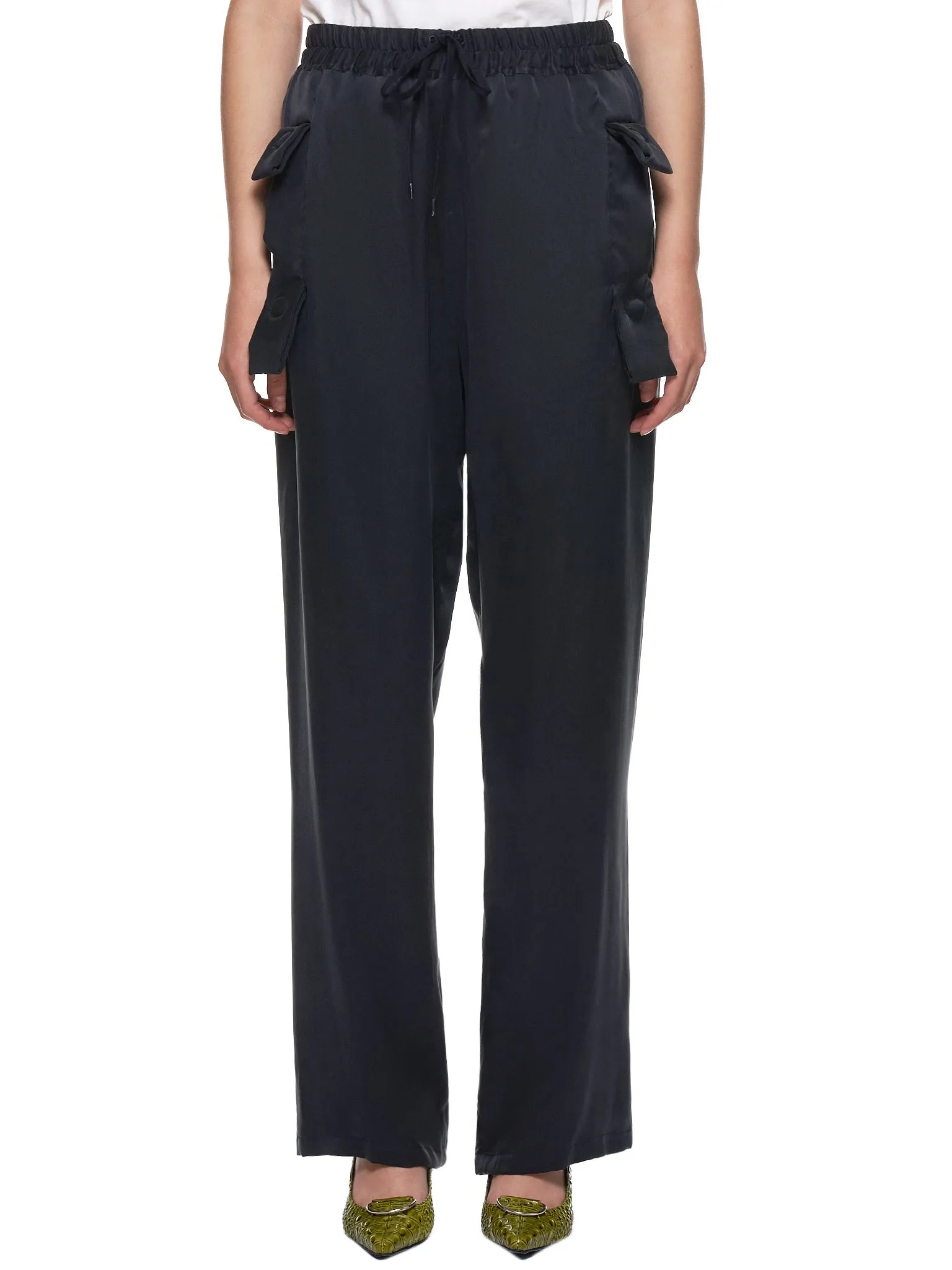 Washed Silk Trousers (17-BLACK)