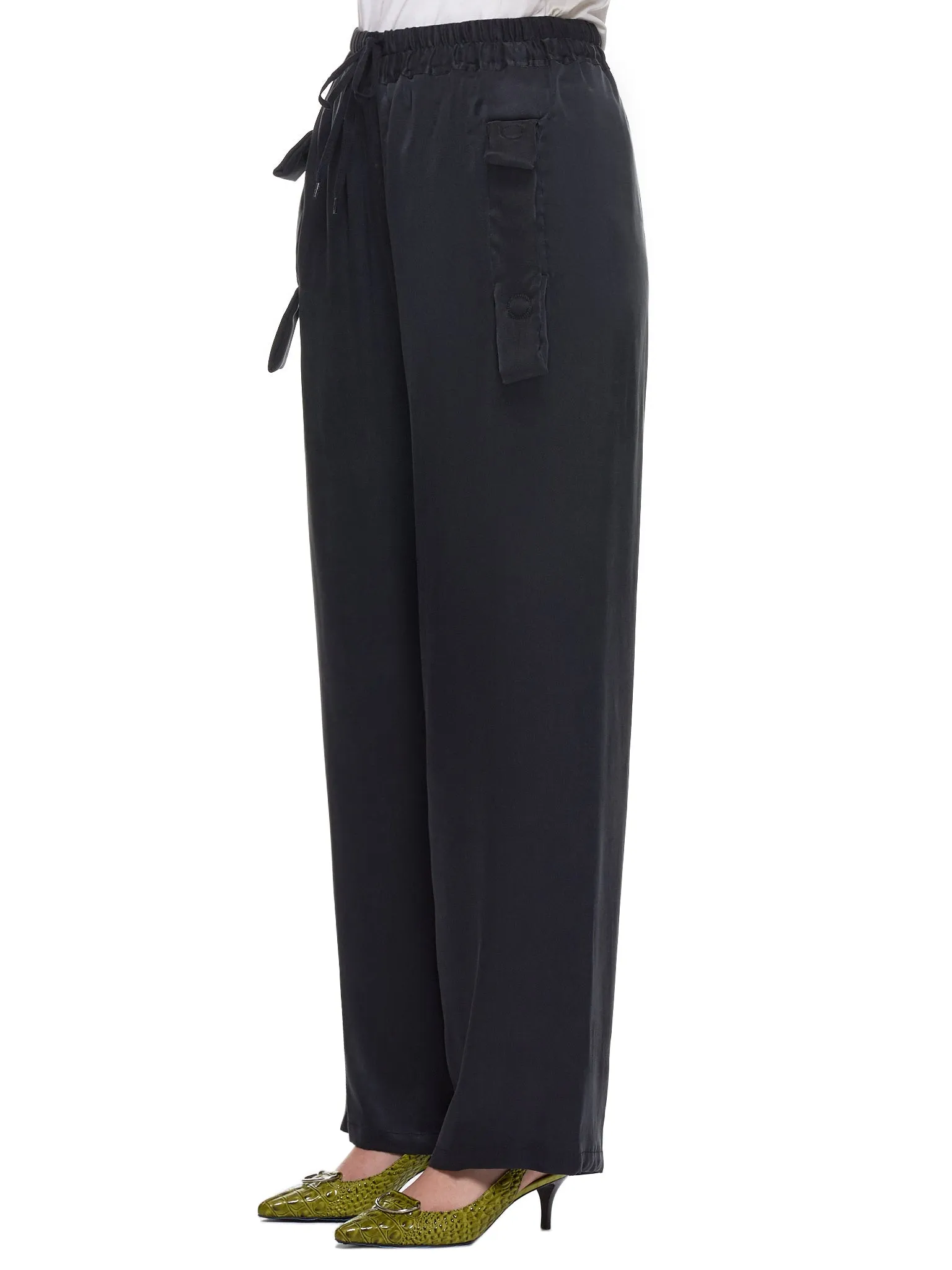 Washed Silk Trousers (17-BLACK)