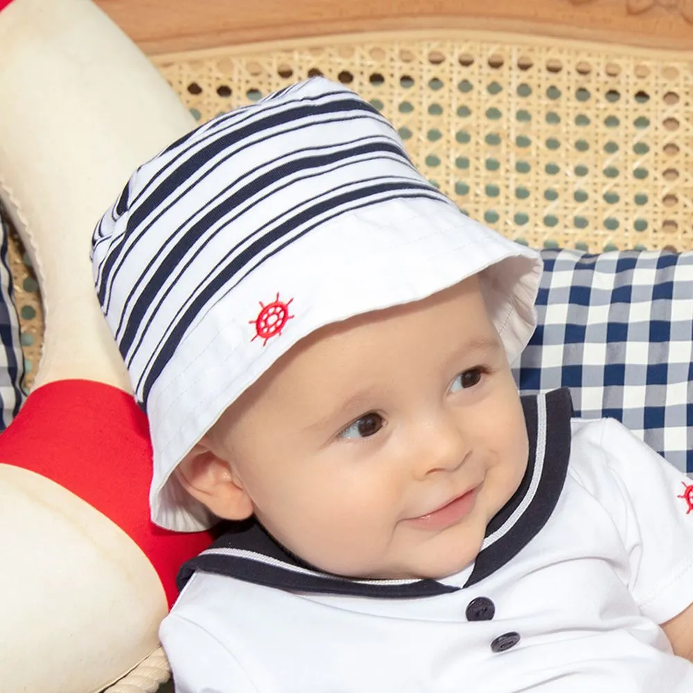 White & Blue Baby Hat