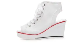 White Canvas Platforms Sneakers