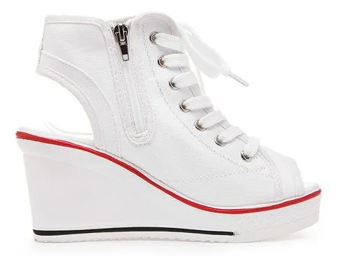 White Canvas Platforms Sneakers