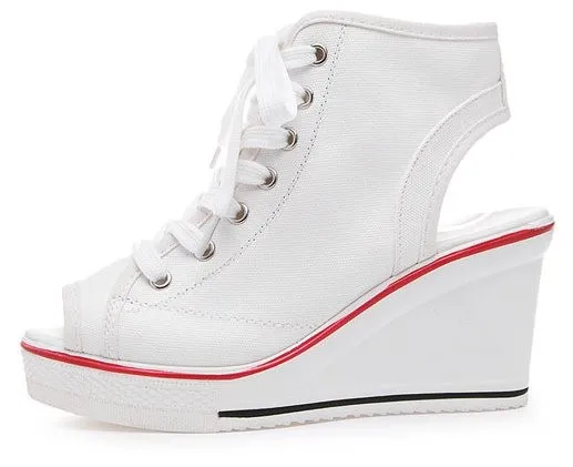 White Canvas Platforms Sneakers