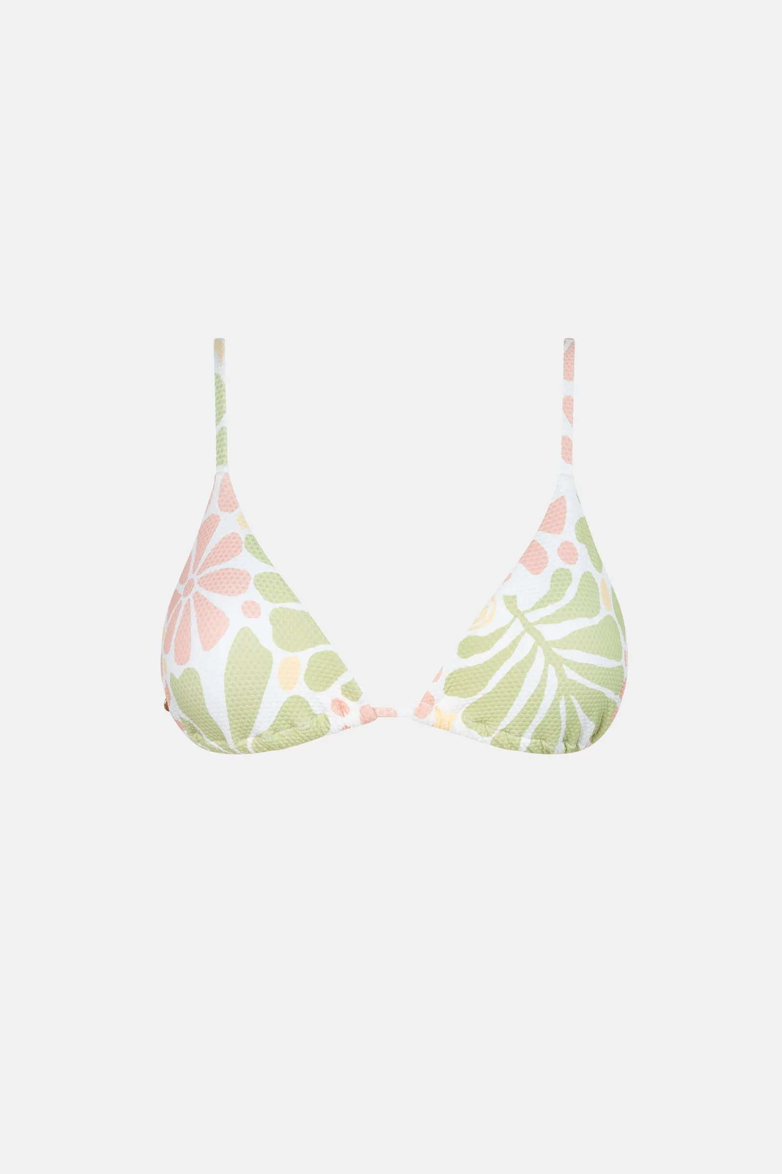 White Floral Slide Triangle Bikini Top by Marloe