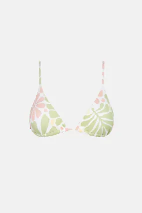 White Floral Slide Triangle Bikini Top by Marloe