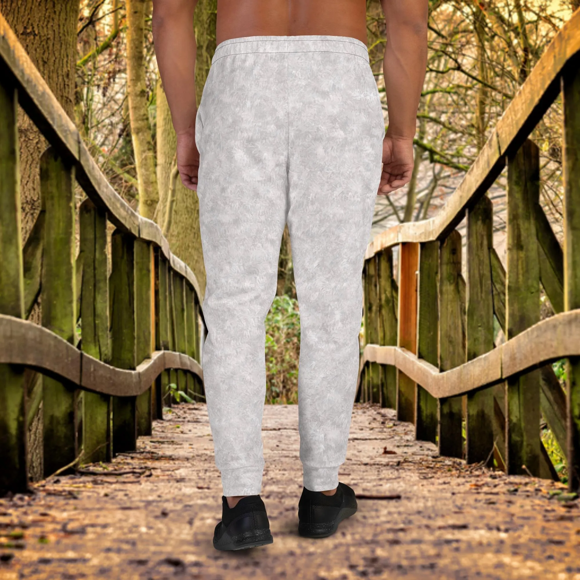 White Fur Print Men's Slim Fit Joggers