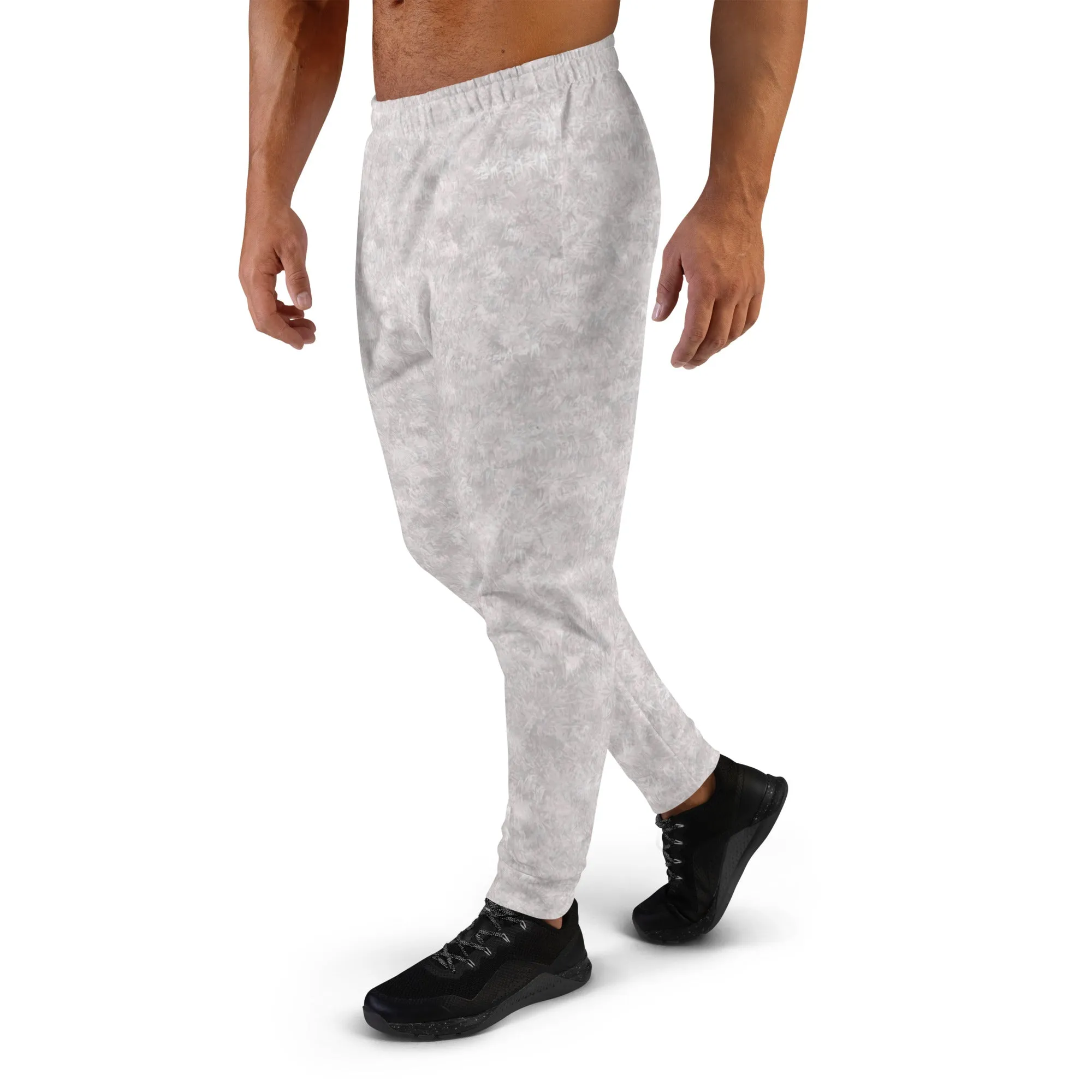 White Fur Print Men's Slim Fit Joggers