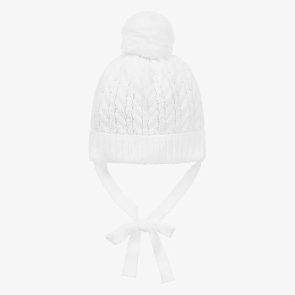 White Knitted Pom-Pom Hat