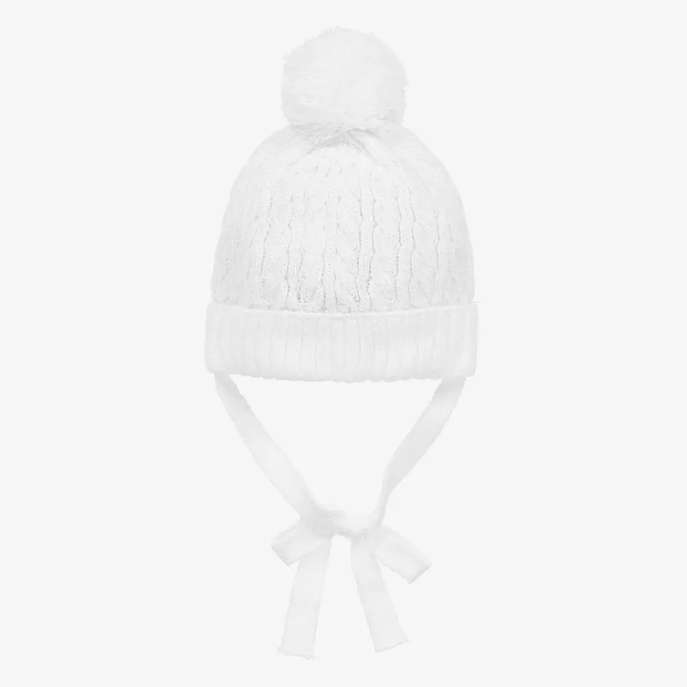 White Knitted Pom-Pom Hat