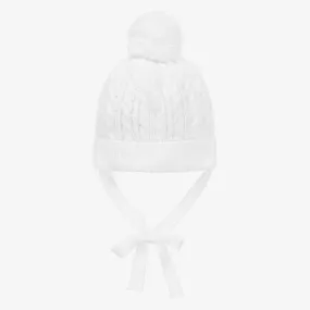 White Knitted Pom-Pom Hat