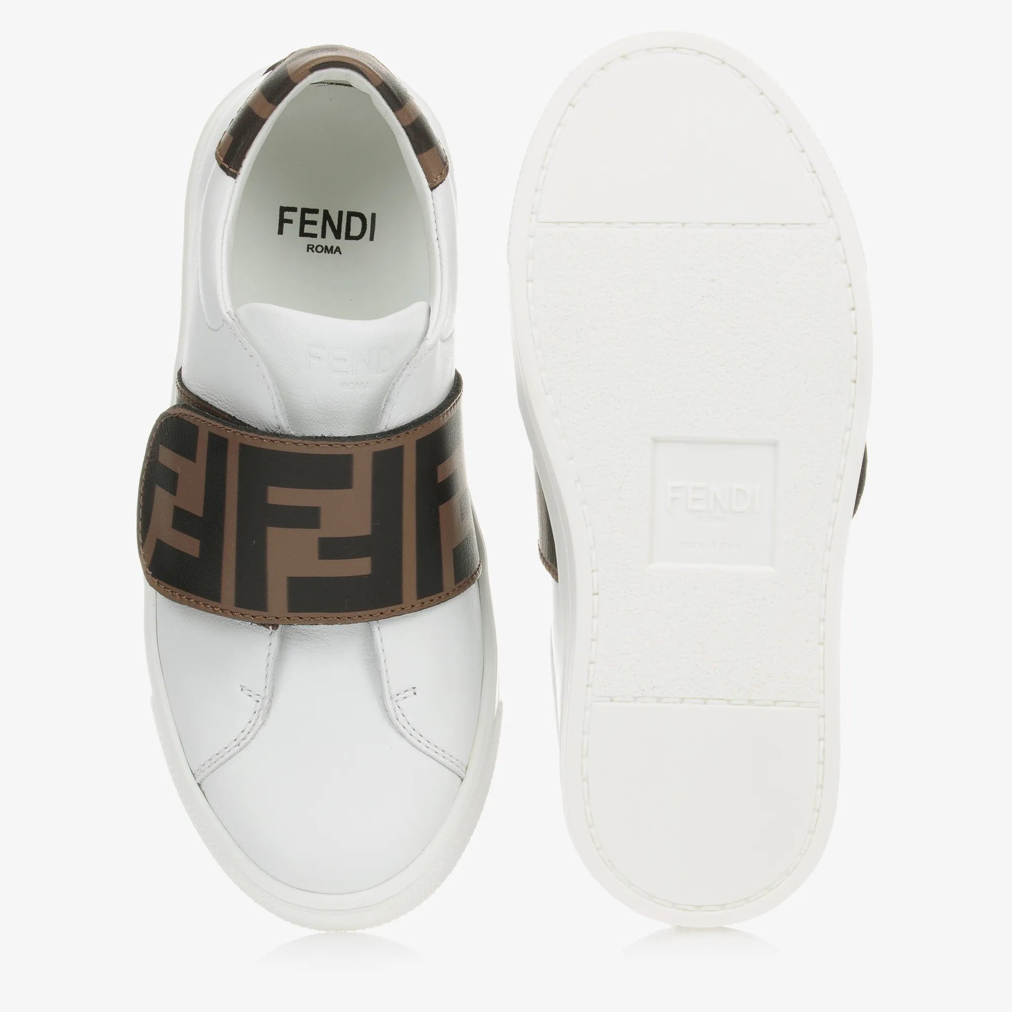 White Leather FF Trainers