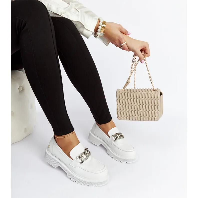 White leather moccasins Goe LL2N4038