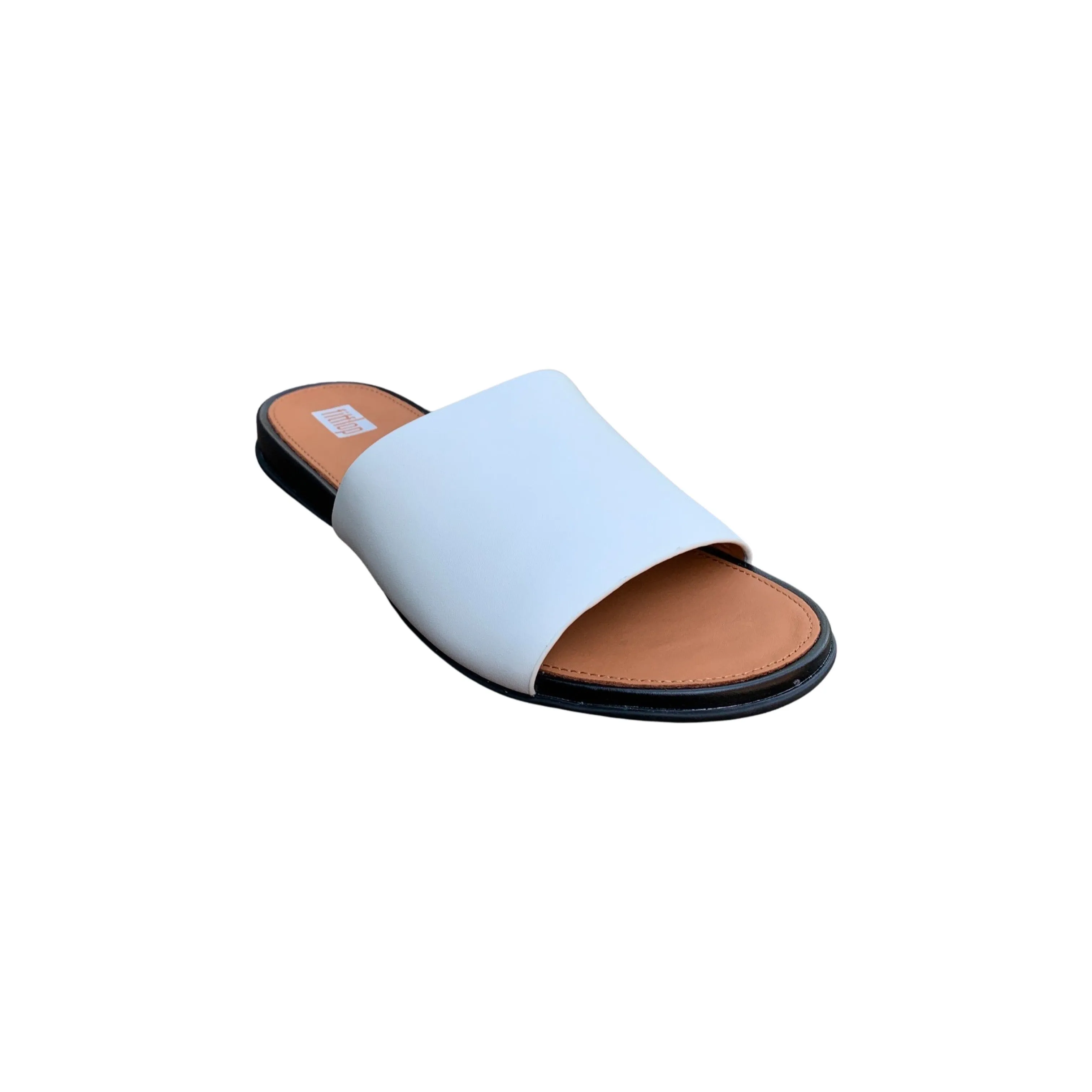 White Leather Pool Slide - Gracie