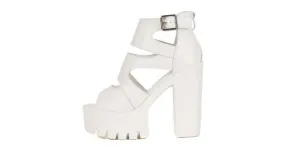 White Peep Toe Strappy Punk Rock Platforms High Heels Sandals