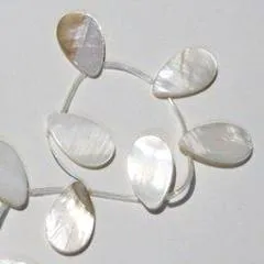 White Shell Flat Tear Drop Beads 12x16mm