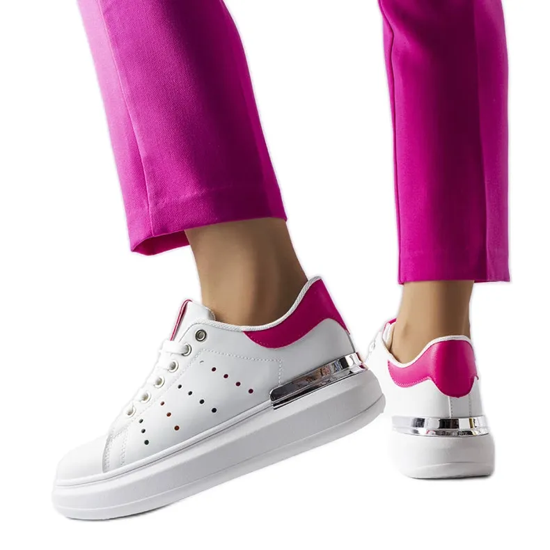 White sneakers with colored Chalut perforation