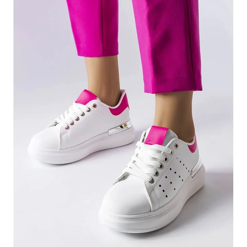 White sneakers with colored Chalut perforation