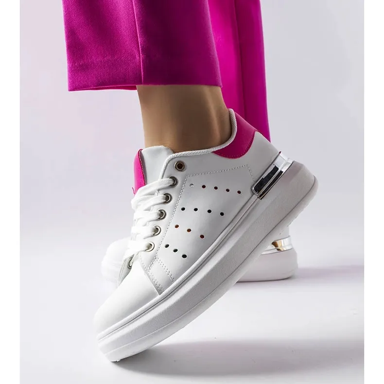 White sneakers with colored Chalut perforation