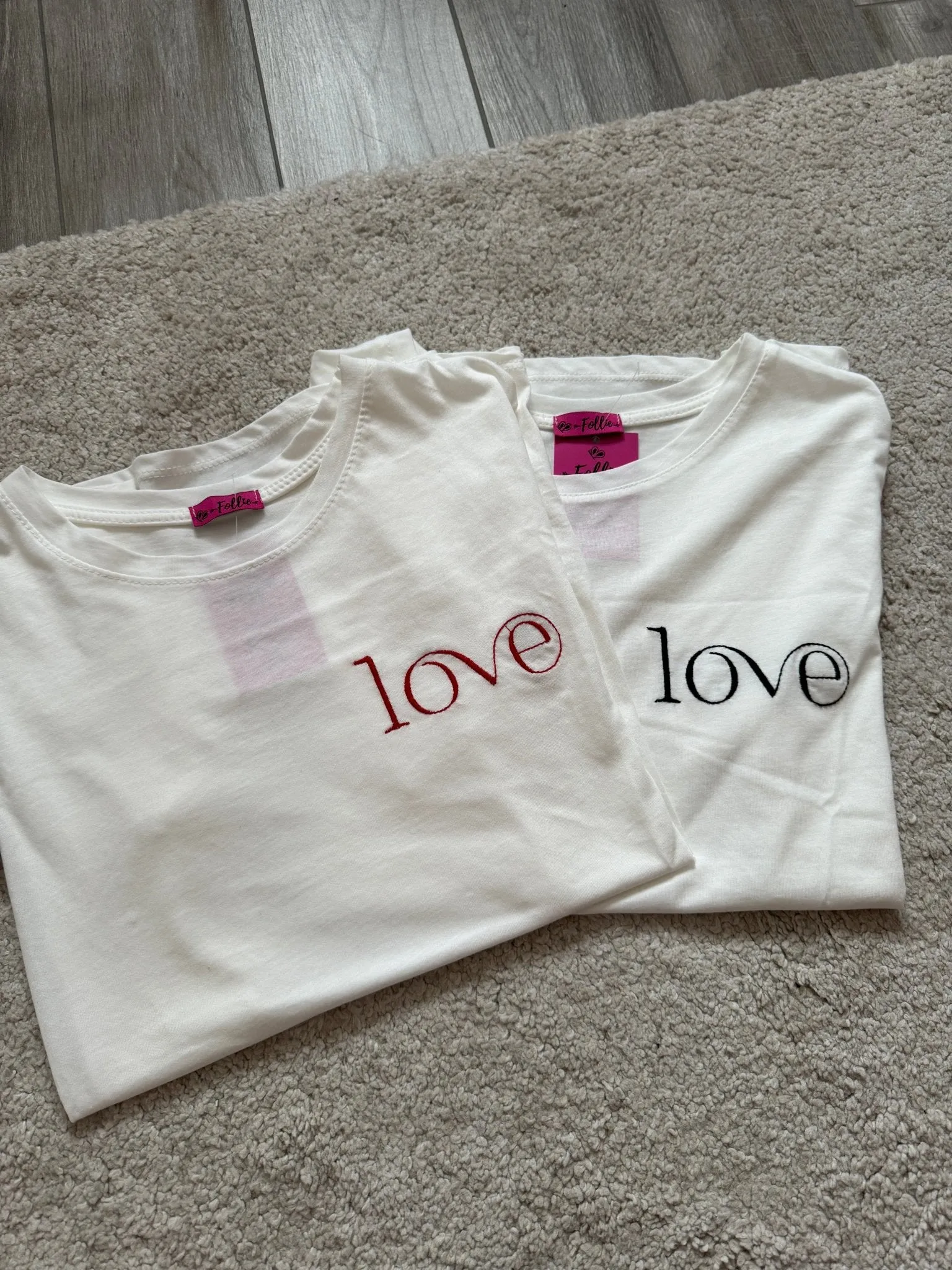 White T-shirt with Love embroidery