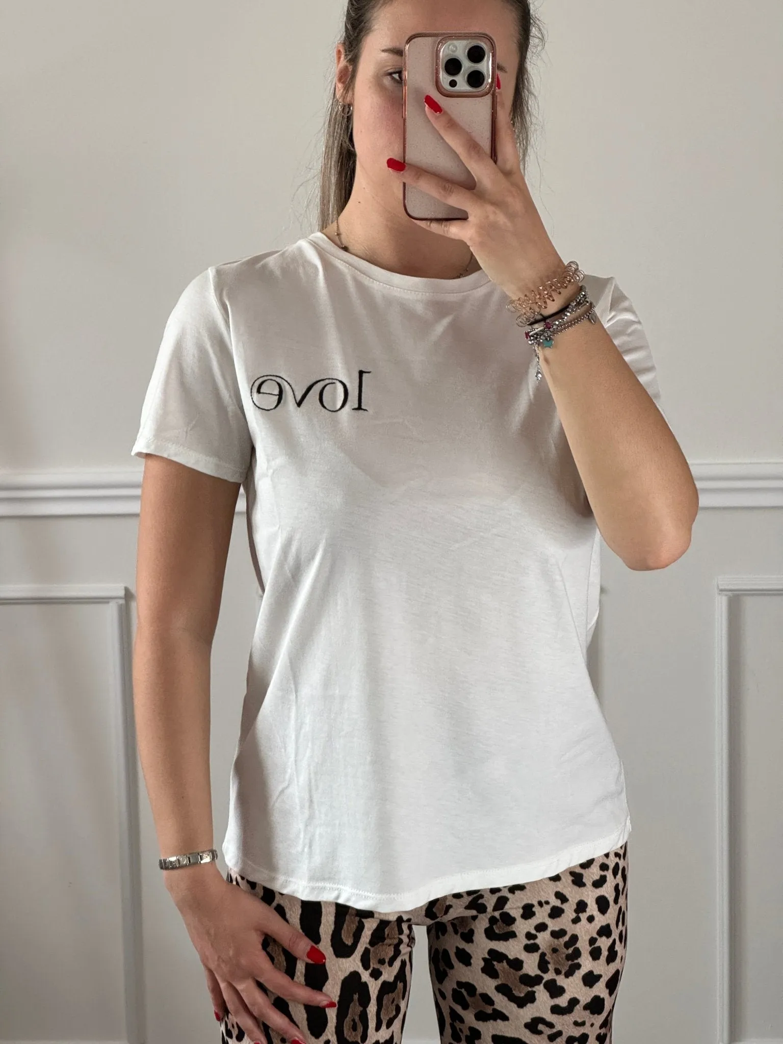 White T-shirt with Love embroidery