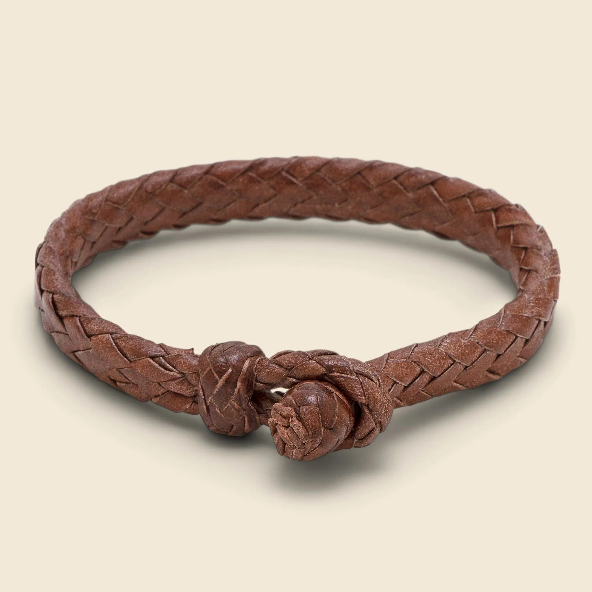 Wide Flat Weaved Bracelet - Brown