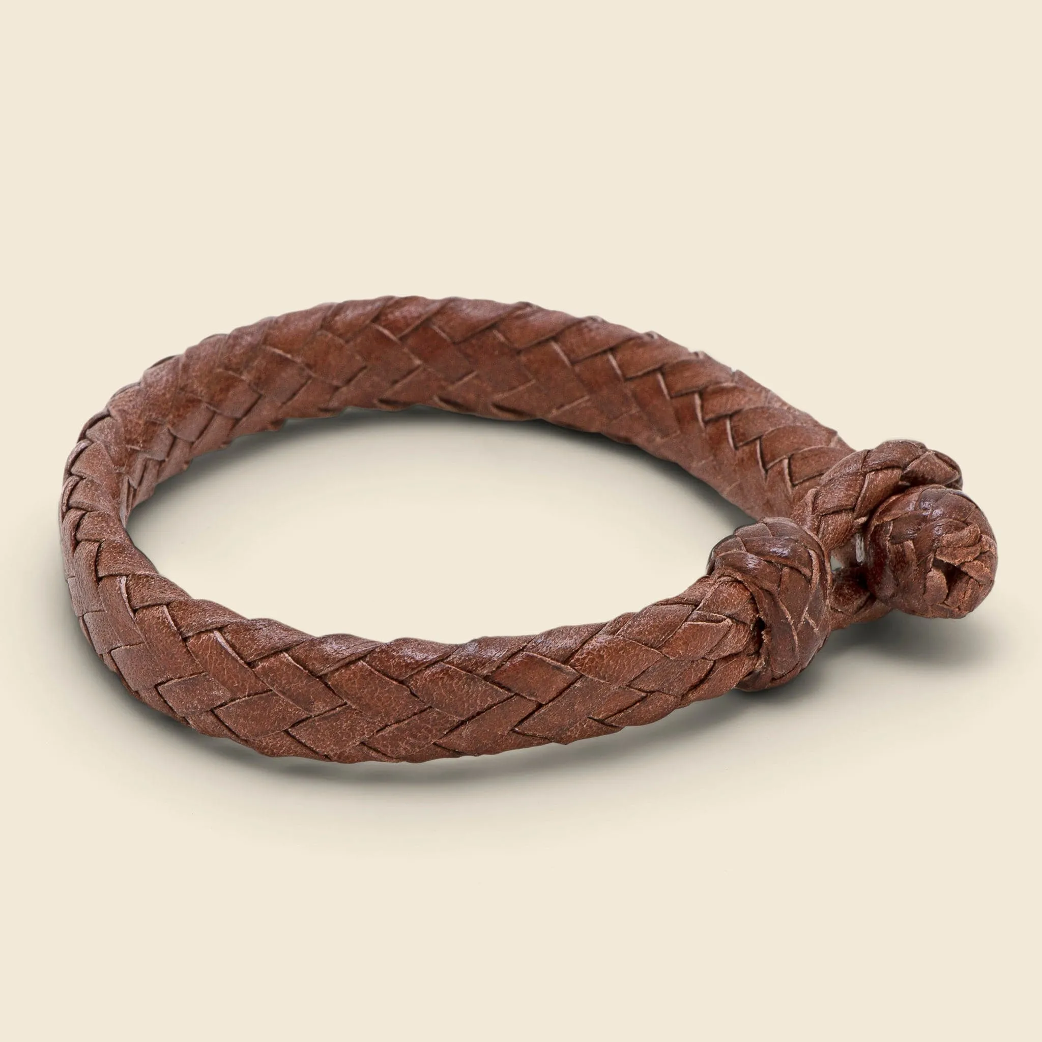 Wide Flat Weaved Bracelet - Brown