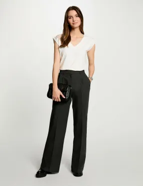 Wide leg trousers with darts anthracite grey women