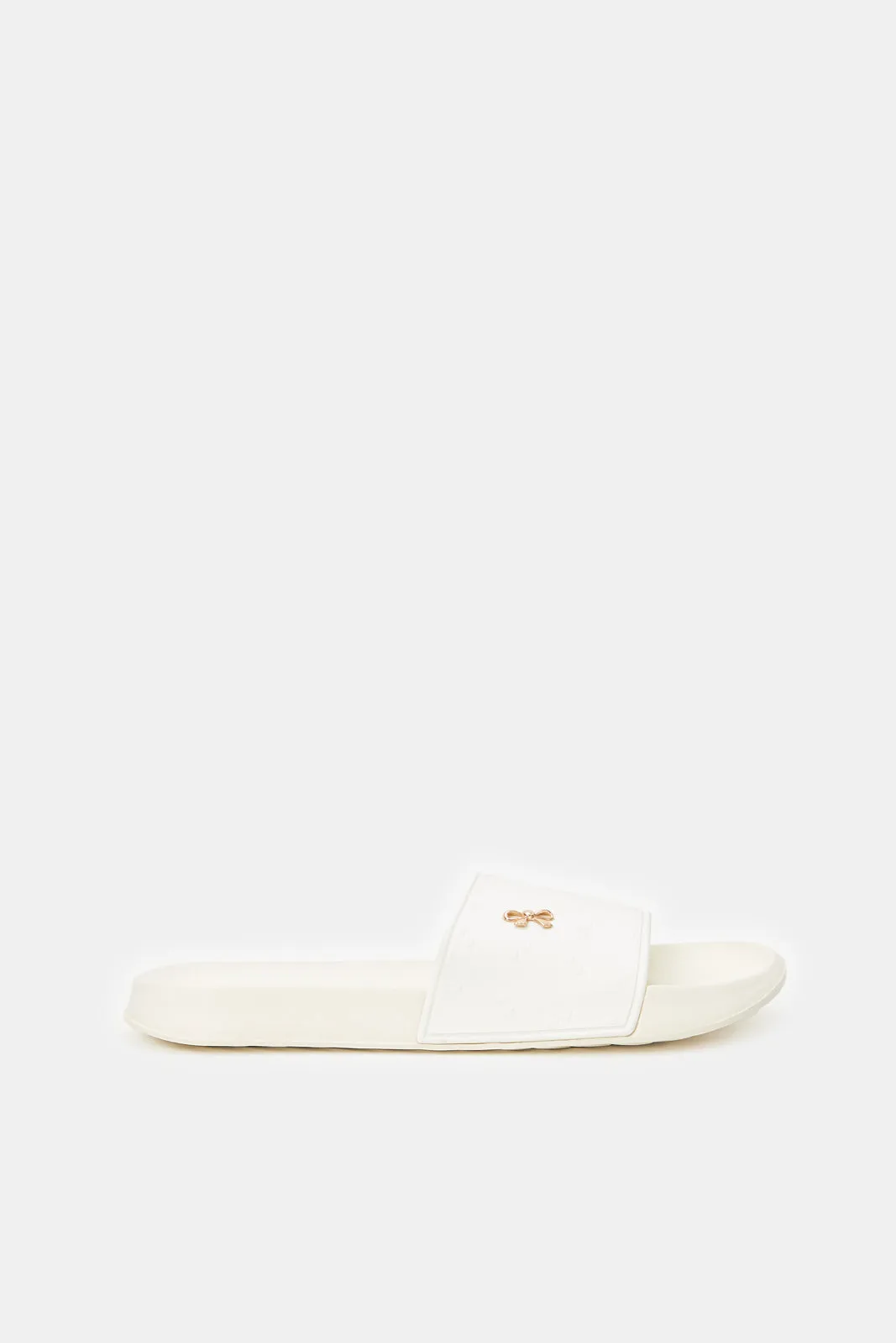 Women Ivory Slide With Gold Trim