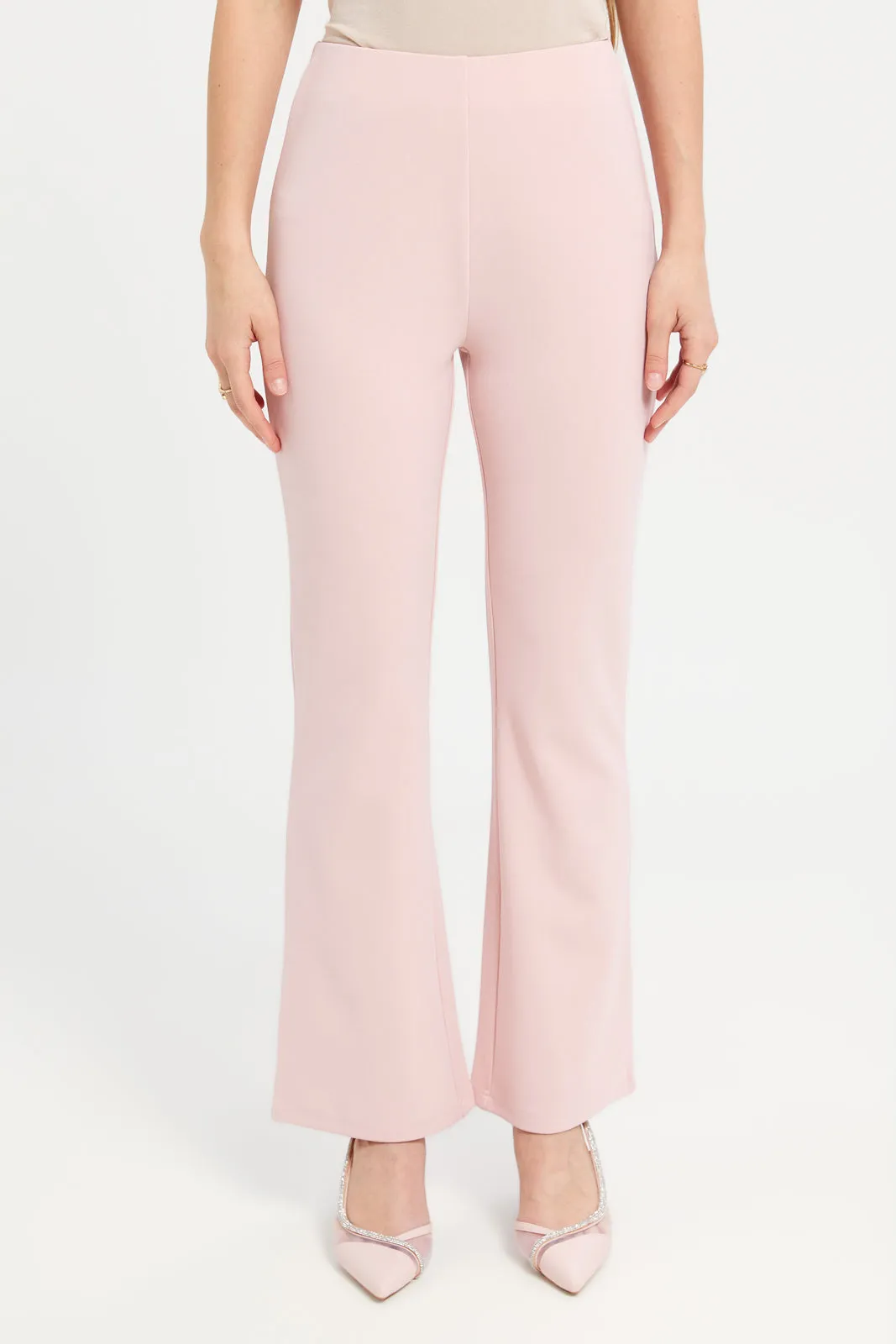 Women Pink Fit And Flare Trousers