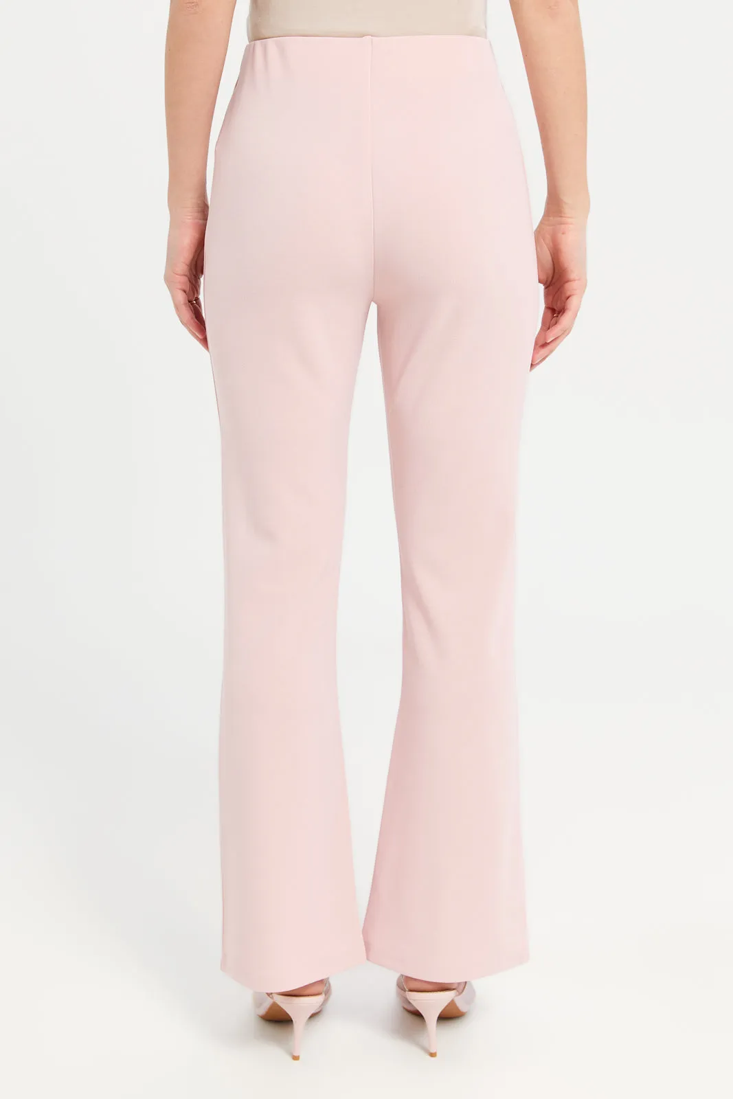 Women Pink Fit And Flare Trousers