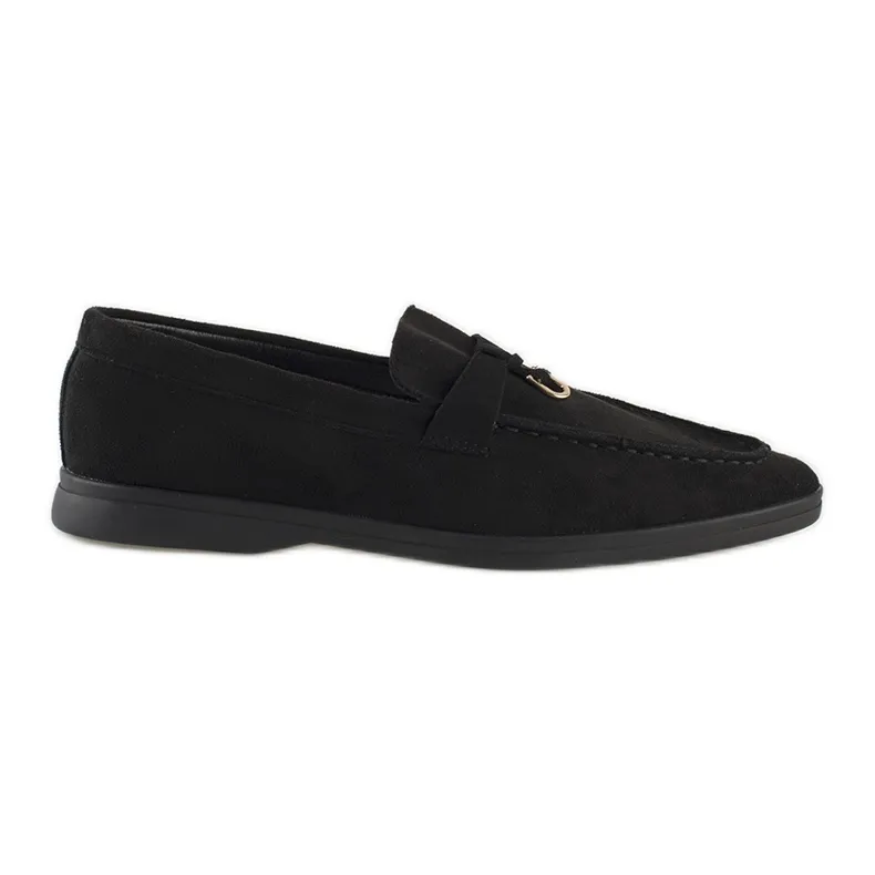 Black suede moccasins for women