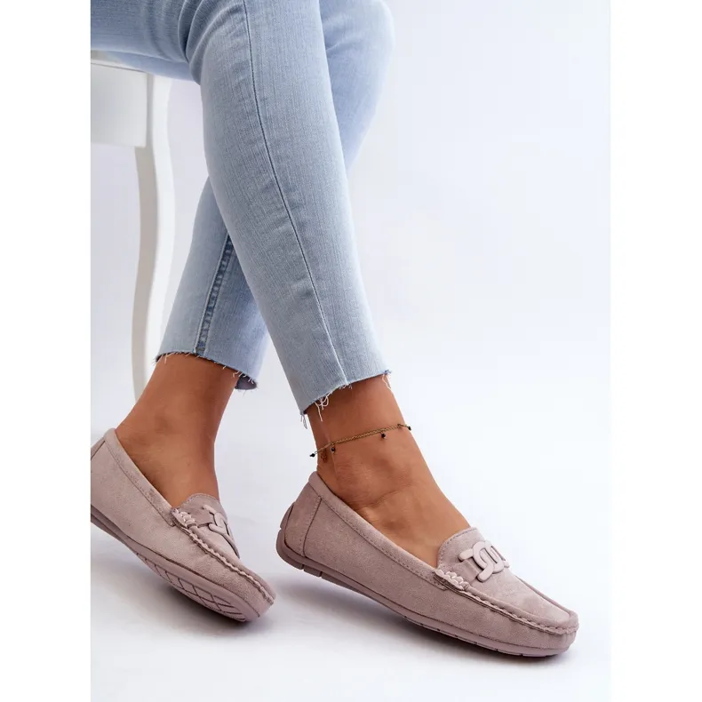 Trendy purple Rabell violet suede moccasins