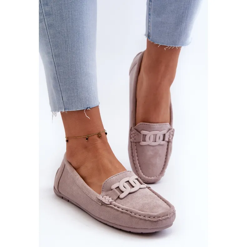 Trendy purple Rabell violet suede moccasins